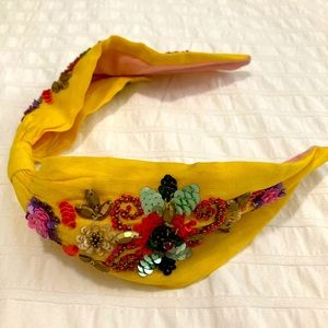 NamJosh yellow floral sequins headband